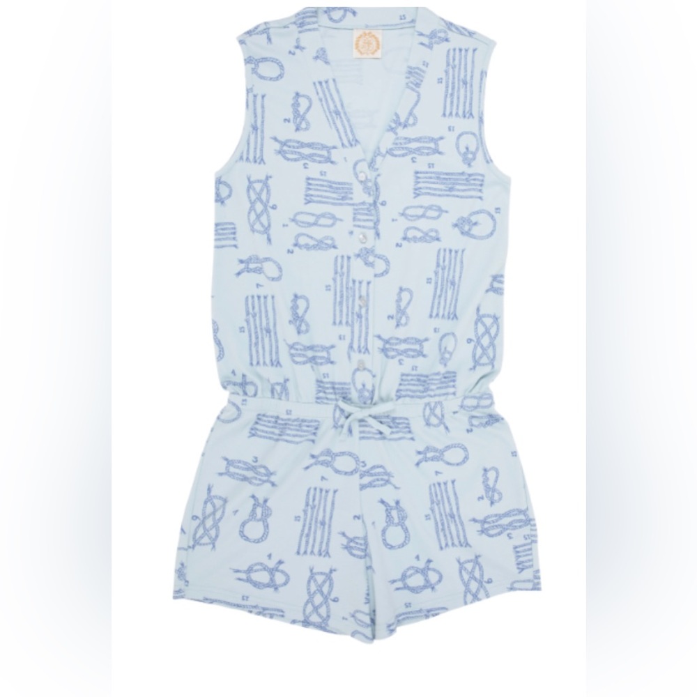 TBBC BEAUFORT BONNET Sivs Poppy’s porch romper yachts knots blue Small NEW W TAG